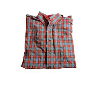 Cinch Mens Cotton Western Shirt Blue & Red Plaid Medium